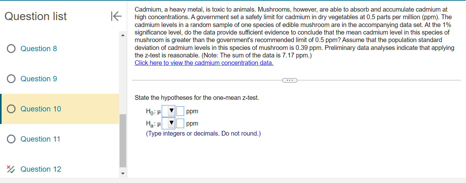Solved Question list Question 6 Question 7 Question 8 | Chegg.com