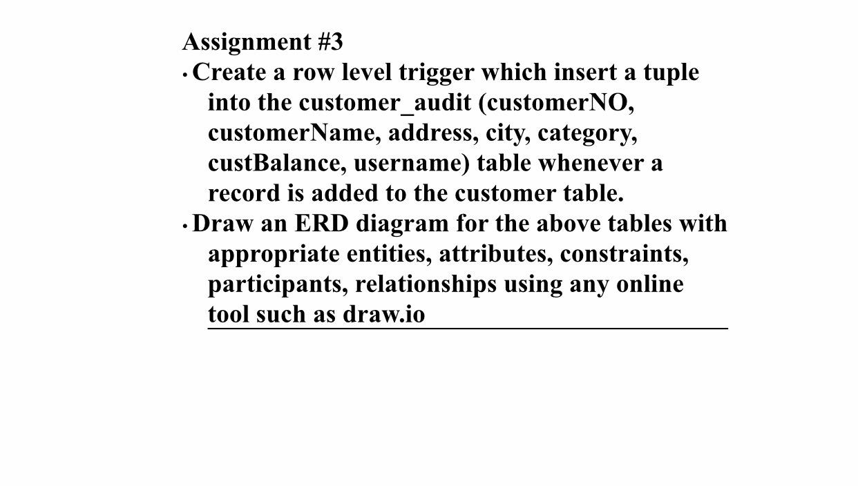 Solved iv. Customer Order Assignment #1 Create tables based | Chegg.com