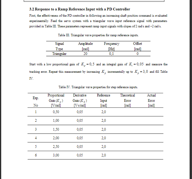 Pd Control Ramp Input 3.2 Response to a Ramp Reference Input with a PD | Chegg.com