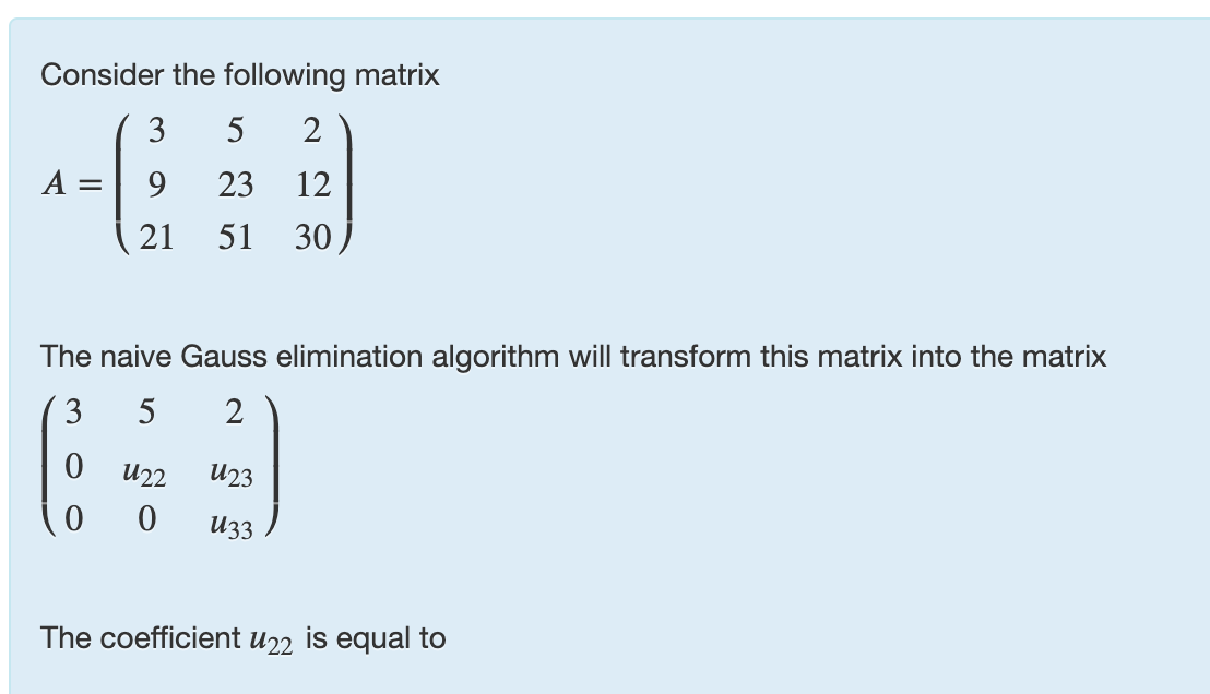 Solved consider the following matrix 3 5 2 a 9 23 12 21 51 chegg