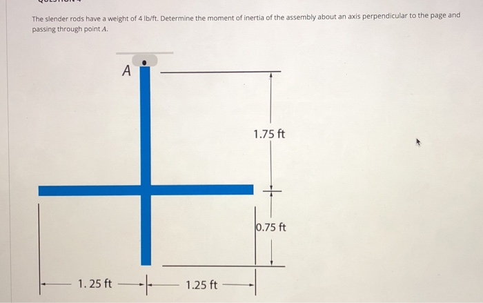 Solved The slender rods have a weight of 4 lb/ft. Determine | Chegg.com