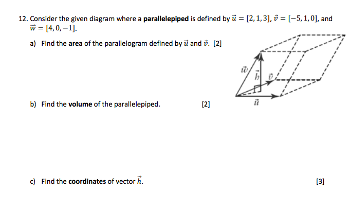 Solved 12. Consider the given diagram where a parallelepiped | Chegg.com