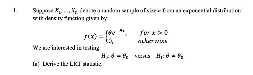 Solved Suppose X1,…,Xn denote a random sample of size n from | Chegg.com