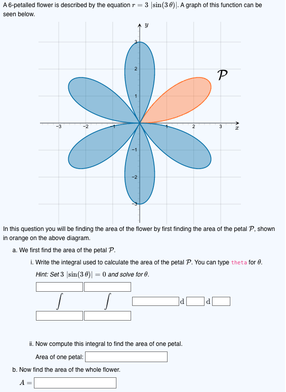 Solved A 6-petalled flower is described by the equation | Chegg.com