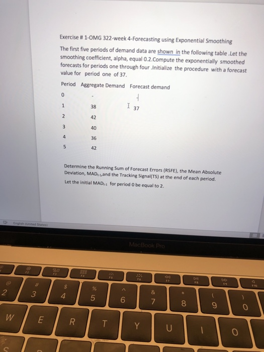Solved Exercise # 1-0M6322-week 4-Forecasting using | Chegg.com