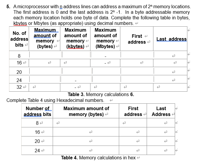 Solved 5. A Microprocessor With N Address Lines Can Address | Chegg.com