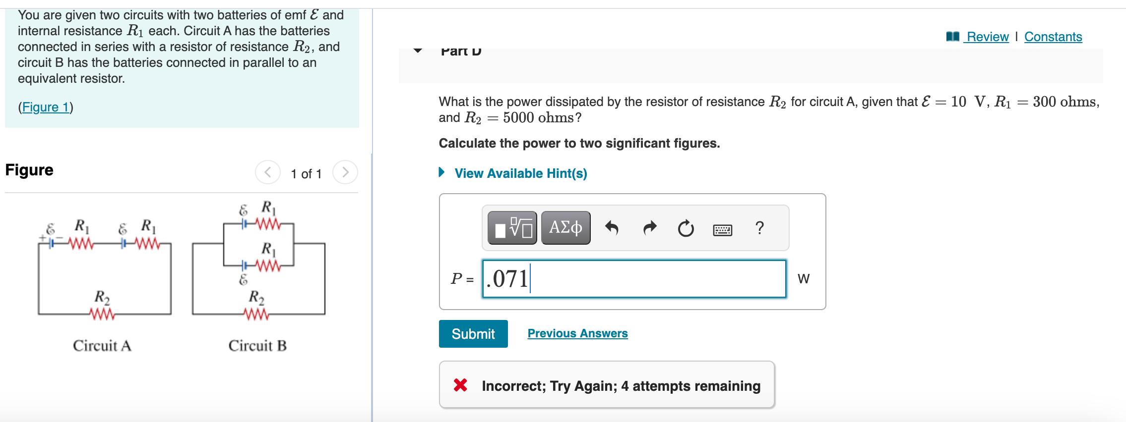 Solved You Are Given Two Circuits With Two Batteries Of Emf | Chegg.com