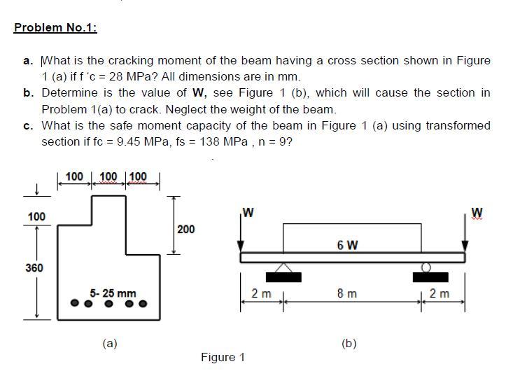 Solved Problem No1 A What Is The Cracking Moment Of The 9661