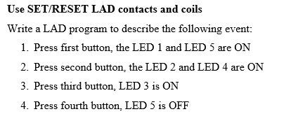 Solved Use SET/RESET LAD contacts and coils Write a LAD | Chegg.com