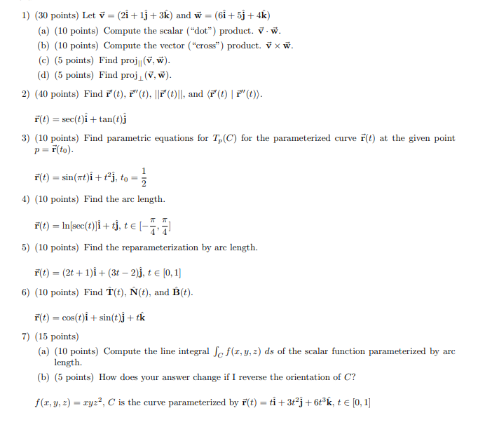 Solved 1 30 Points Let V 2 1j 3k And W 6 5j Chegg Com