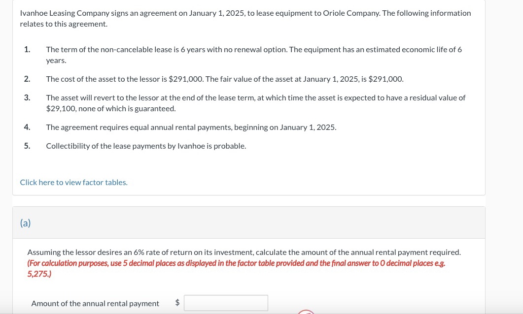 Solved Ivanhoe Leasing Company signs an agreement on January