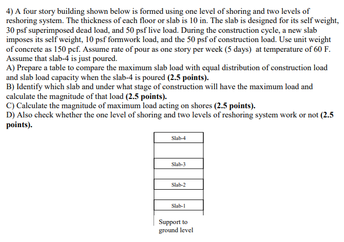 Solved 4) A four story building shown below is formed using | Chegg.com