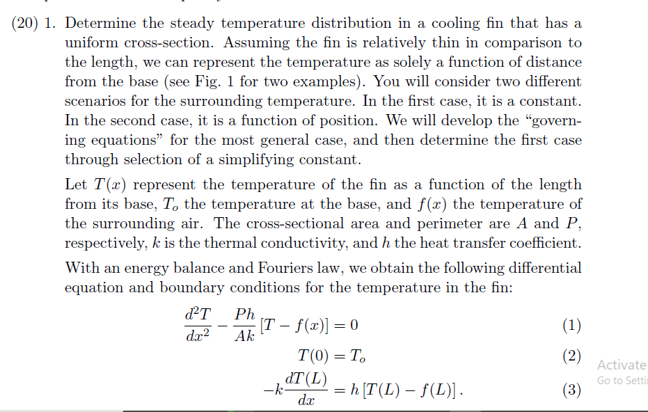 Solved (20) 1. Determine the steady temperature distribution | Chegg.com