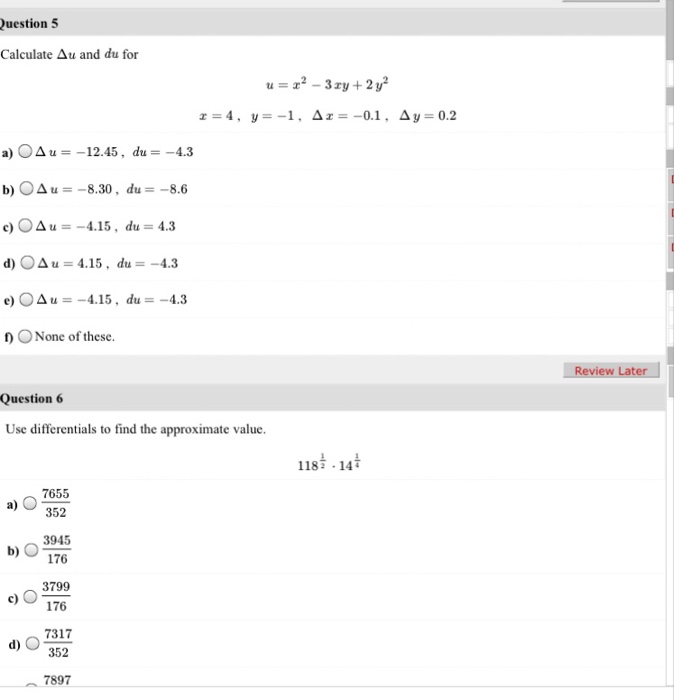 Solved Calculate Delta u and du for u = x^2 - 3xy + 2y^2 x = | Chegg.com