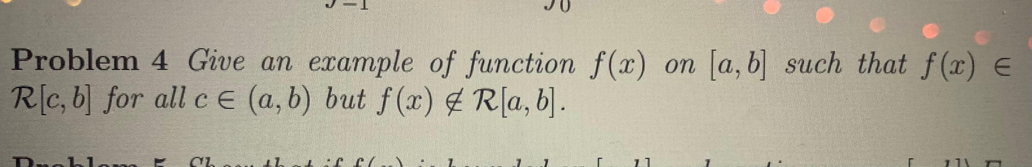 Solved Problem 4 Give an example of function f(x) on [a,b] | Chegg.com