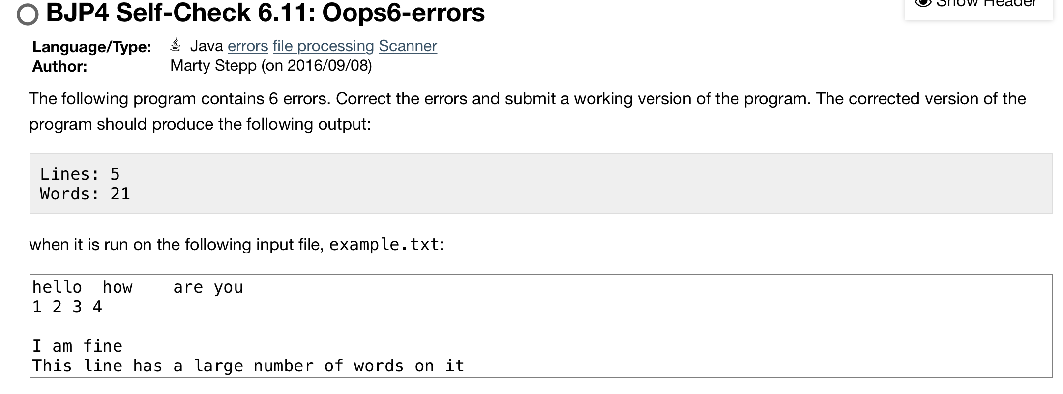 Solved medder OBJP4 Self-Check 6.11: Oops6-errors