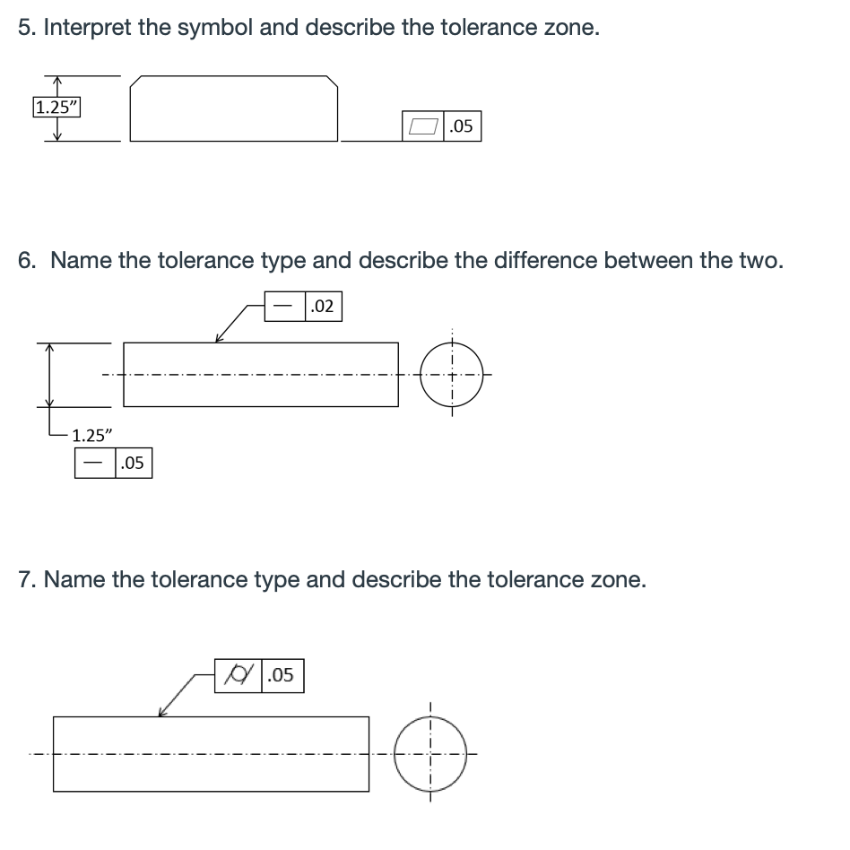 Solved 5. Interpret the symbol and describe the tolerance | Chegg.com