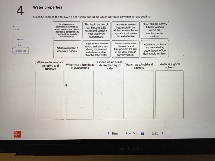 Solved Water properties 4 Classify each of the following | Chegg.com image.