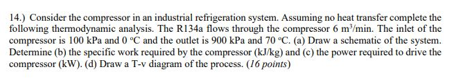Solved 14.) Consider the compressor in an industrial | Chegg.com