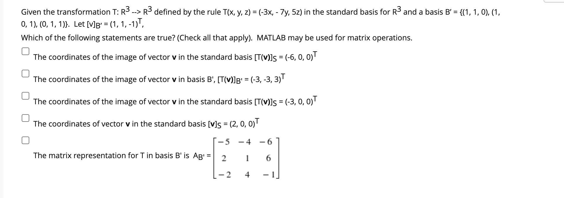 Solved Given the transformation T R3 > R3 defined by the