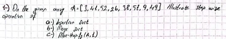 Solved On the given array | Chegg.com image.