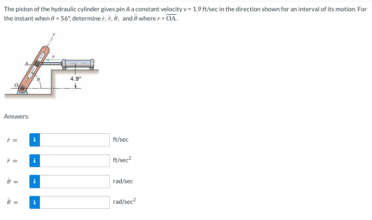 Solved The Piston Of The Hydraulic Cylinder Gives Pin A A | Chegg.com