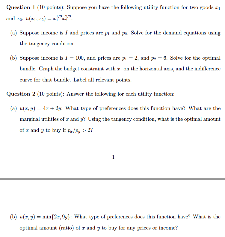 Solved 112. = Question 1 (10 points): Suppose you have the | Chegg.com