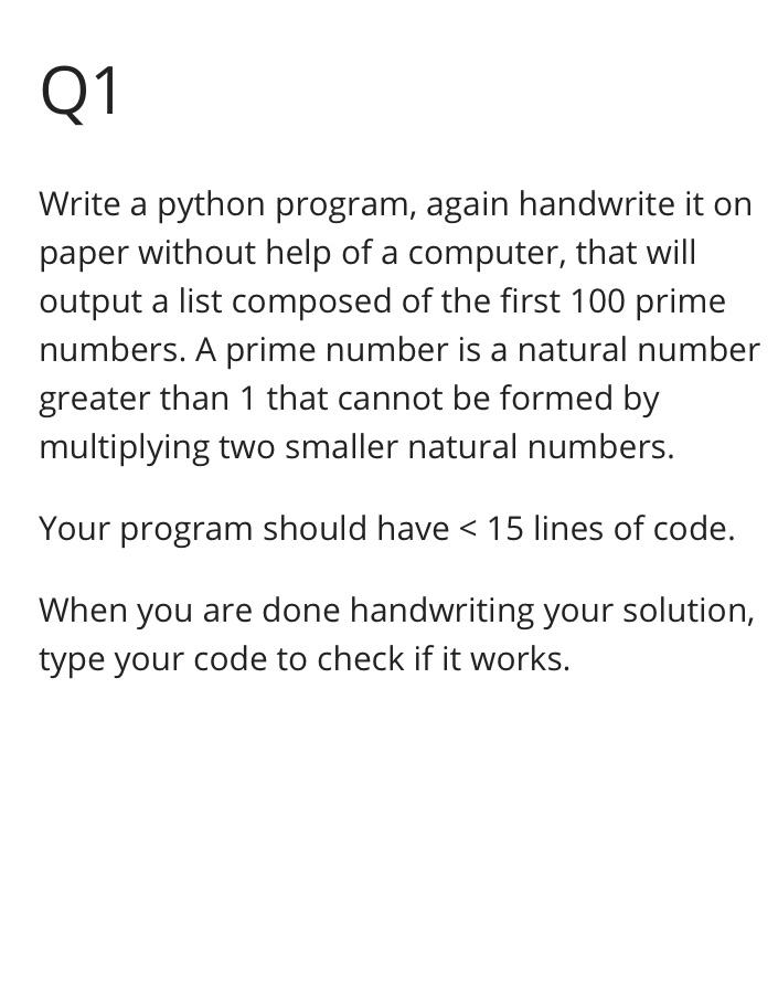 Solved Q1 Write a python program, again handwrite it on | Chegg.com