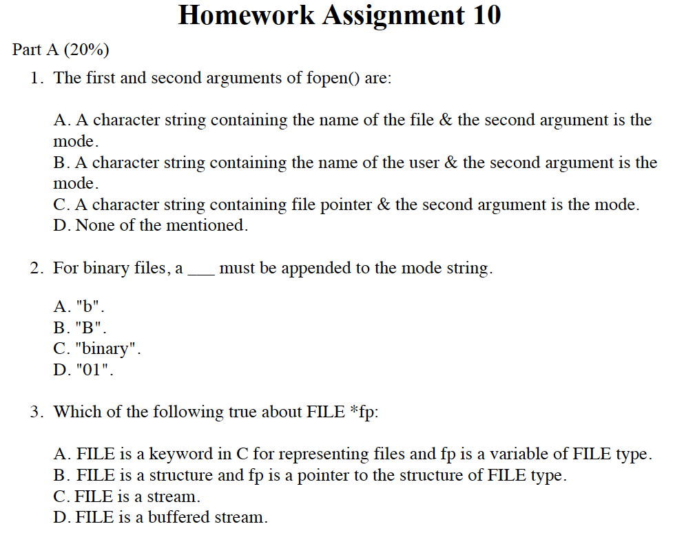 Solved Homework Assignment 10 Part A (20%) 1. The first and | Chegg.com