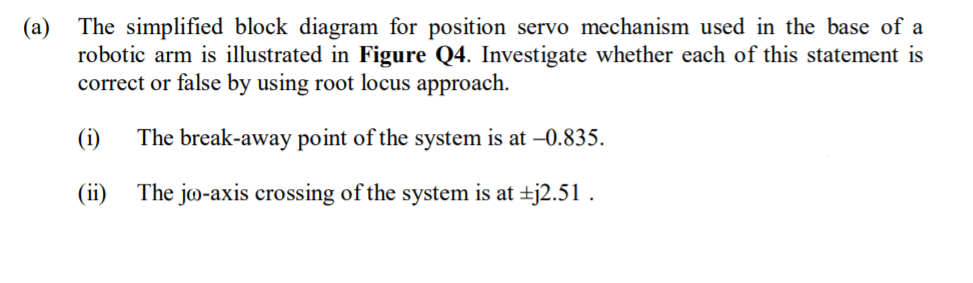 Solved (a) The simplified block diagram for position servo | Chegg.com