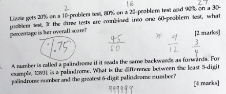Solved Lizzie gets 20% on a 10-problem test, 80% on a | Chegg.com