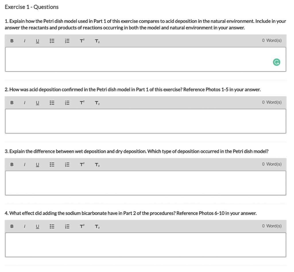 Exercise 1 Questions 1. Explain how the Petri dish