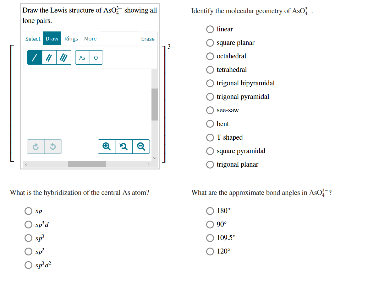 Solved Draw the Lewis structure of AsO2 showing all lone | Chegg.com