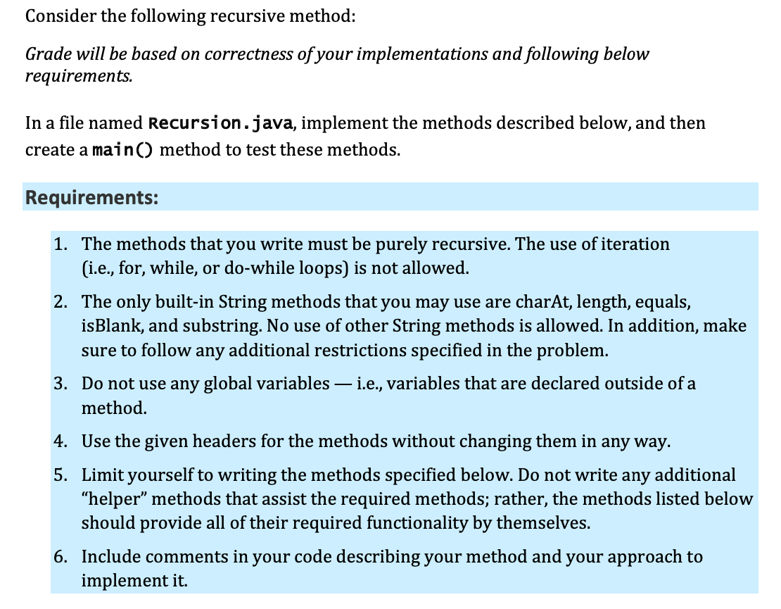 Solved Consider the following recursive method: Grade will | Chegg.com