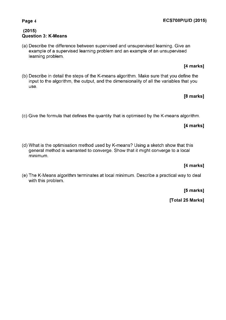 Solved Page 4 EC$708P/U/D (2015) (2015) Question 3: K-Means | Chegg.com