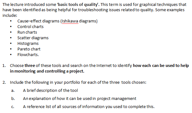 Solved TO DO: Choose 3 of the tools below and provide: - | Chegg.com