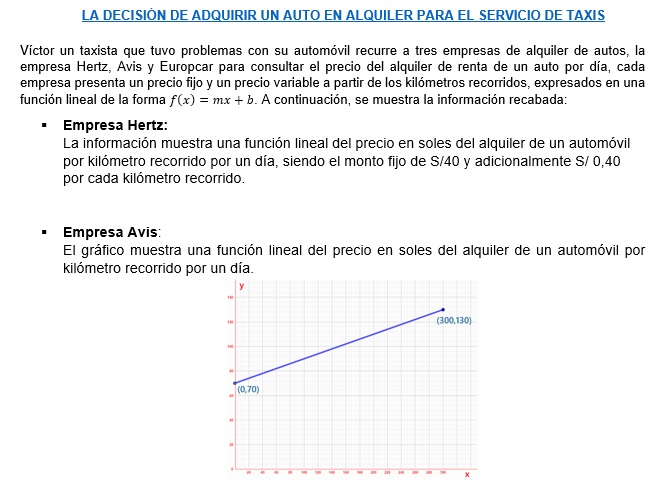 Víctor un taxista que tuvo problemas con su automóvil recurre a tres empresas de alquiler de autos, la empresa Hertz, Avis y