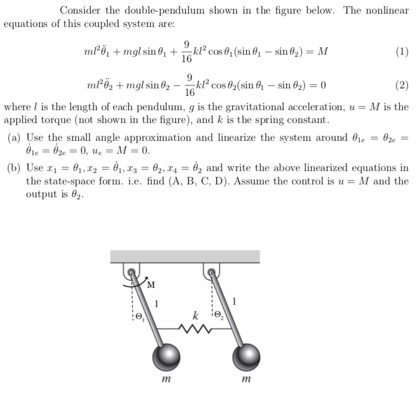 Solved Consider the double-pendulum shown in the figure | Chegg.com