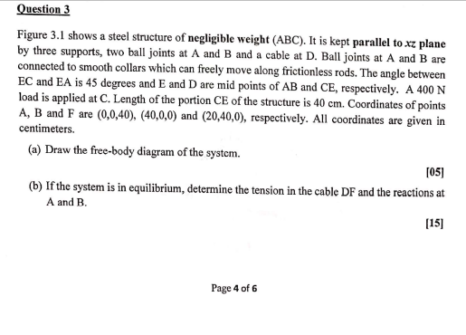 Solved Question 3 Figure 3.1 shows a steel structure of | Chegg.com