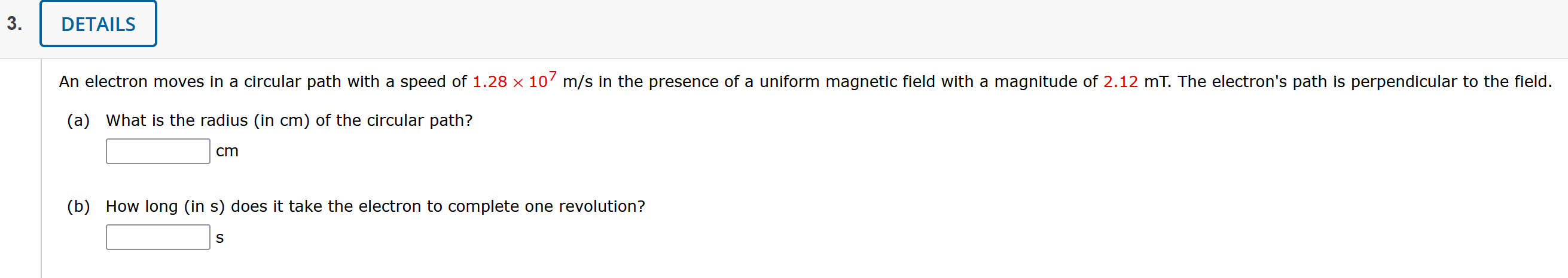 Solved An electron moves in a circular path with a speed of | Chegg.com
