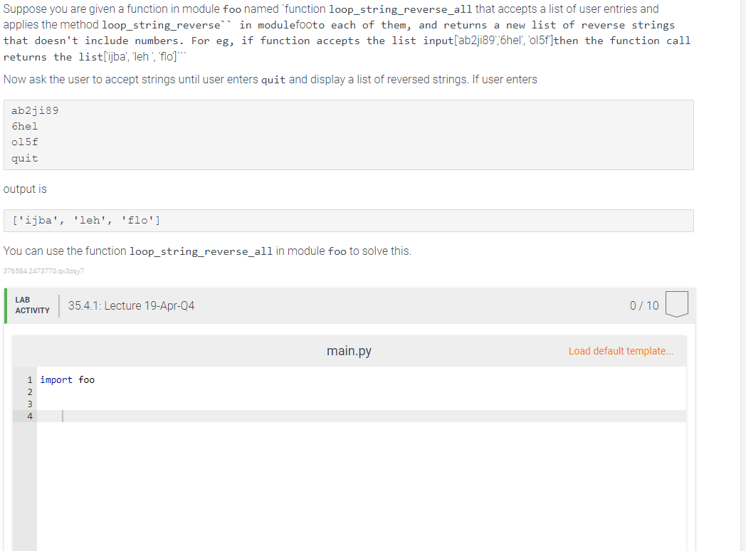 Solved Suppose you are given a function in module foo named | Chegg.com