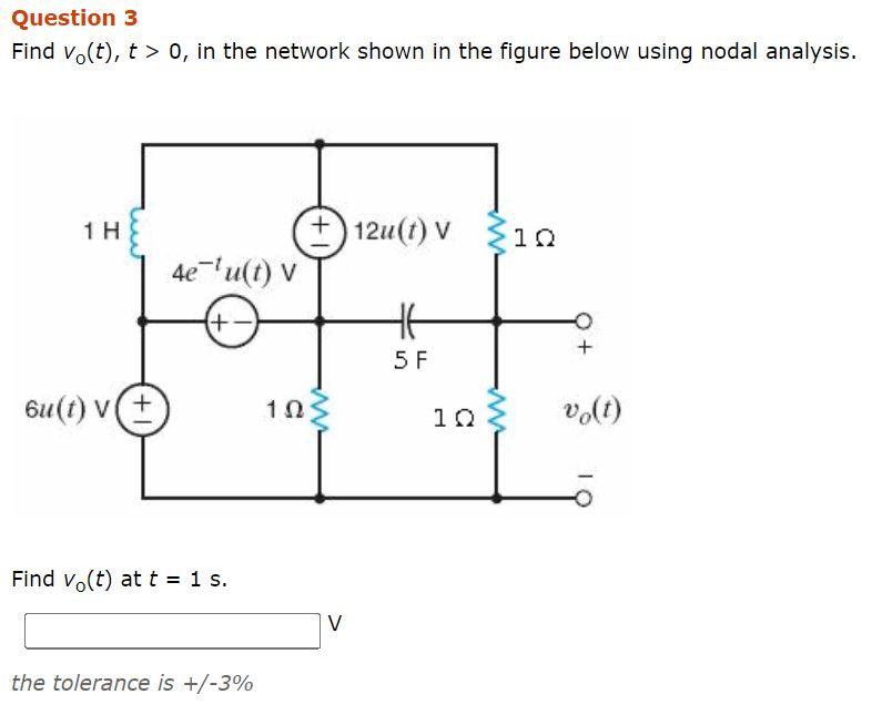 Solved Find vo(t), t > 0, in the network shown in the figure | Chegg.com