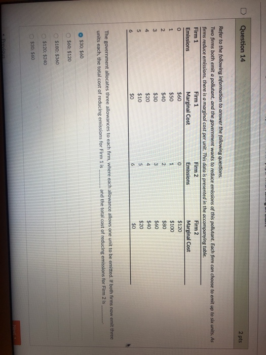 Solved D | Question 14 2 pts Refer to the following | Chegg.com