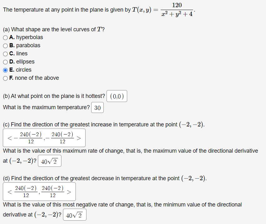 Solved The temperature at any point in the plane is given by | Chegg.com
