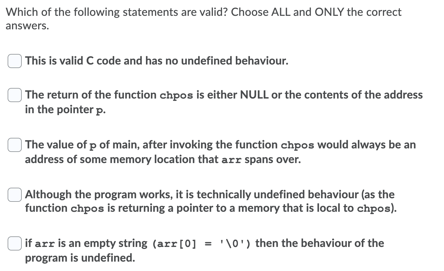 Solved Consider the following C code (only relevant parts | Chegg.com