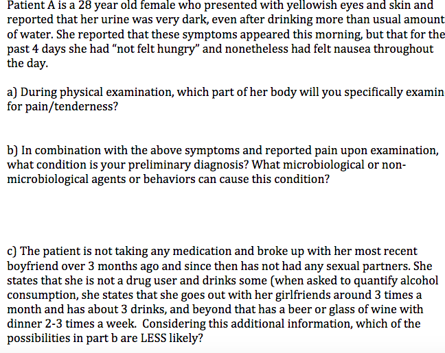 Solved Patient A is a 28 year old female who presented with | Chegg.com