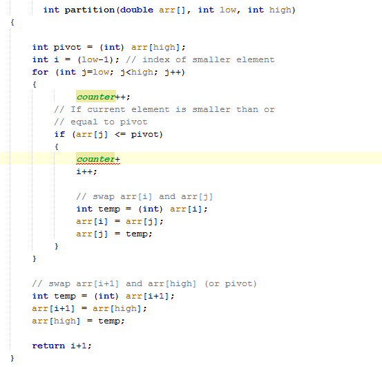 Solved int partition (double arr[, int low, int high) int | Chegg.com