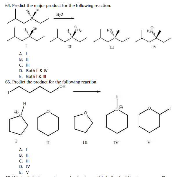 Solved 64. Predict the major product for the following | Chegg.com