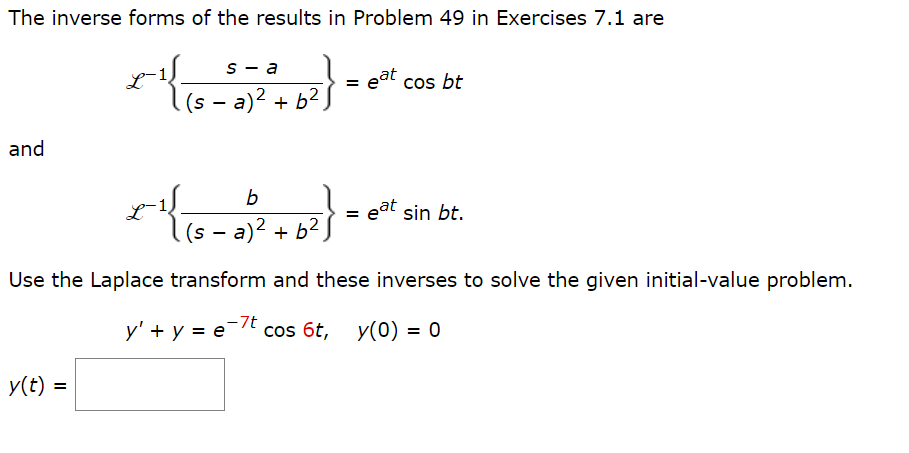 Solved The Inverse Forms Of The Results In Problem 49 ﻿in | Chegg.com