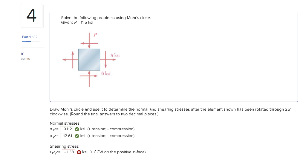 Solved Solve The Following Problems Using Mohr's Circle. | Chegg.com